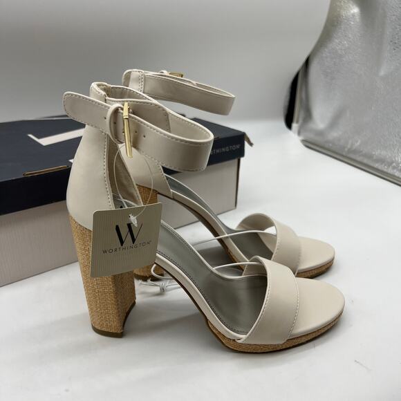 Worthington Womens Lynch Heeled Sandals Ivory Size 9.5M - Picture 4 of 15